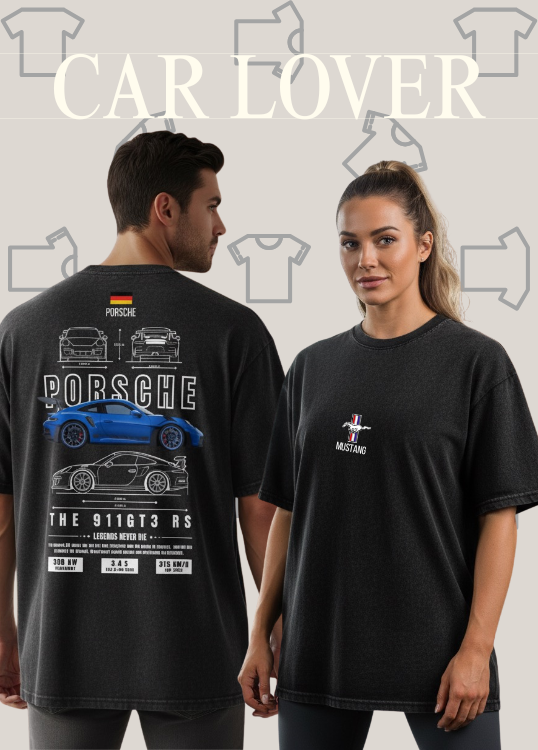 Car Lover Acidwash Oversized Tshirt